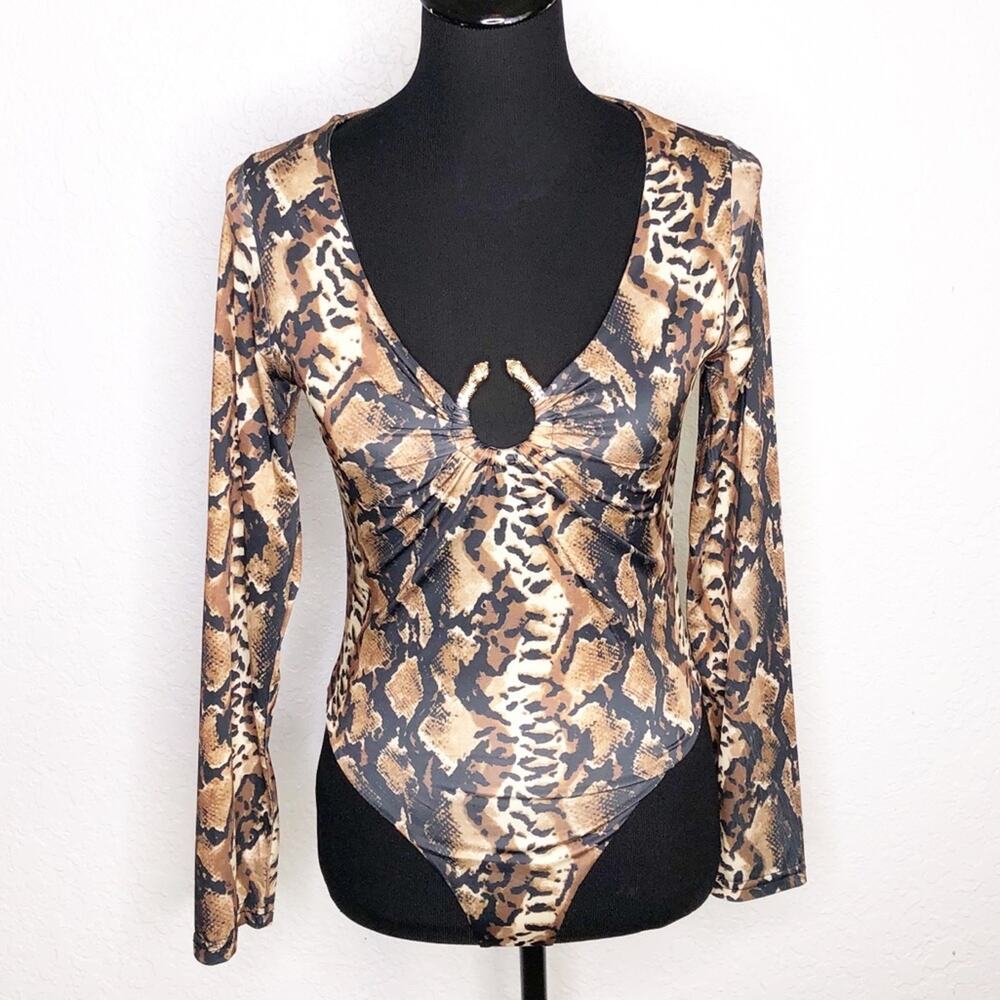 Lizette Collection brown black snake python bodysuit size Extra Large XL